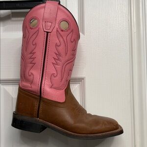 Little Girls Old West Cream and Pink Western Boot- custom high quality leather